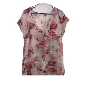 ANA Woman Large Print Sheer Blouse